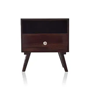 8Reactive Wooden Art Sheesham Solid Wood Bedside Side Drawers Cabinet for Living Room | Walnut Finish |Bedside Table for Home Office Bedroom Decor Furniture