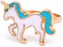 JianFeng Lovely Cartoon Fairy Tale Unicorn Enamel Women Girls Kids Finger Ring Jewelry