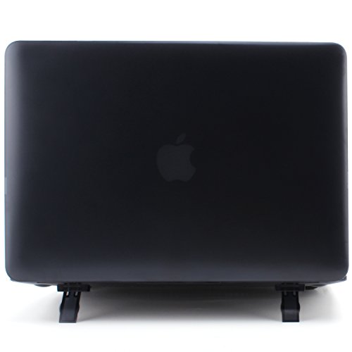 LIANG Matte Gummierte Harte Schutzhülle mit Kickstand Ständer für Macbook Air 13 Hülle Cover Tasche Silicon Case Shell Hard Plastik mattiert SchutzTasche + tpu Tastatur-Schutzfolie(Schwarz,MacBook Air 13 A1369 / A1466),Schwarz - 4