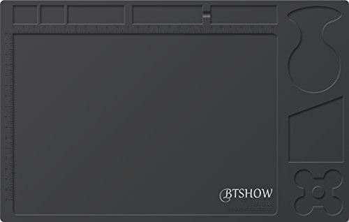 BTSHOW Silikon Lötunterlage/Lötmatte Hitzebeständige Projektmatte/Soldering Mat Tisch-Arbeitsmatte Hitzeschutzmatte, Schweißmatte, Schweißen Profi Silikon Reparaturmatte zum Hochtemperatur Lötstation, Lötkolben, Heissluftgebläse, Werkbank Reparatur Operator Station für Elektronikreparatur 33X21CM