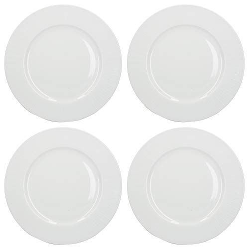 Mikasa 'Cheers' White Side Plates / Plate Set with Swirl Detailing, Vegan-Friendly Porcelain, 21 cm, Set of 4