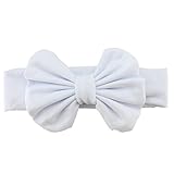 Cute Baby Girls Kids Stretch Bowknot Headband Hairband (White)