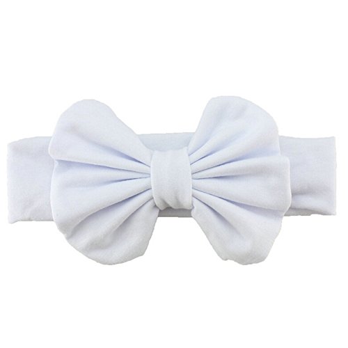 Cute Baby Girls Kids Stretch Bowknot Headband Hairband (White)