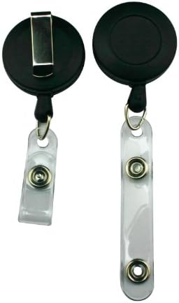 Chuzhao Wu Black Plastic Retractable Cord Reel For ID Badge Holder Travel Card Key Ski Pass Holder(Pack Of 5)