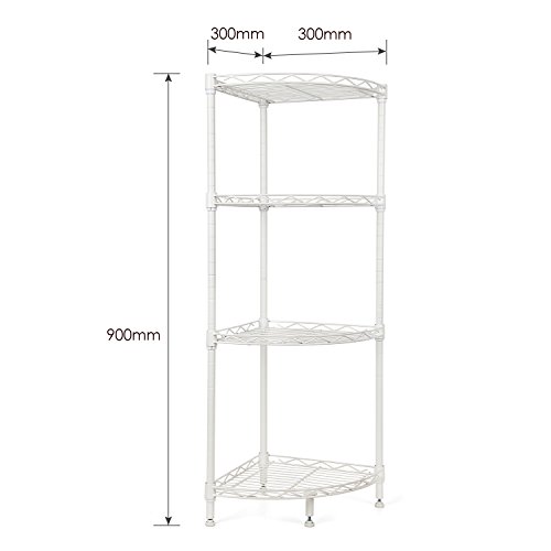 HOMFA Eckregal metall Küchenregal Badregal Standregal aus mentall Material höhenverstellbar 4 Ablagen 30x30x90cm belastbarkeit 100kg Weiß - 2