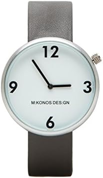 Mykonos Design Clock Design Made In Italy Regular Leather Silver mk-r-s-2 m