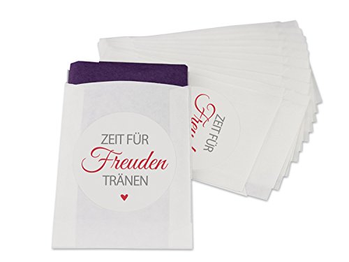 Freudentränen Set weiße Flachbeutel inklusive runde Aufkleber / Sticker als Verpackung für Freudentränen Taschentücher – TOP QUALITÄT aus Deutschland von KuschelICH (50 Stk) - 5