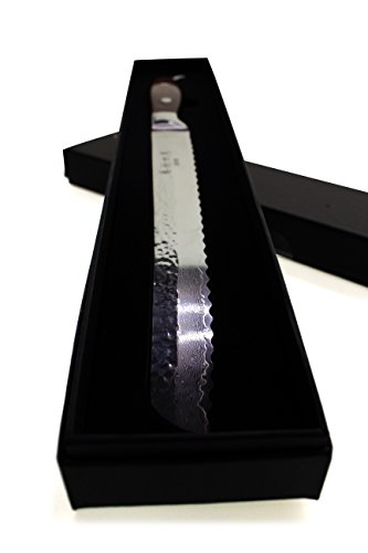 Edles Brotmesser 35cm Damast Stahl 67 Lagen – langes Brotsäge Messer Wellenschliff Pakka Holz Griff - 5