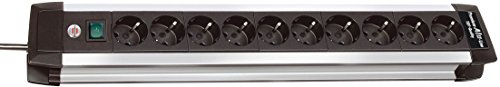 Preisvergleich Produktbild 3er Pack Brennenstuhl Premium-Alu-Line Steckdosenleiste 10-fach schwarz mit Schalter, 1391000010
