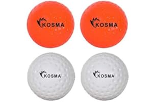 Kosma Set of 4 Dimple Hockey Ball | Outdoor Sports Practice Training Balls - 2 Orange, 2 White