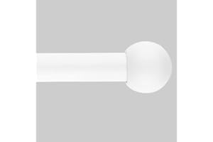 BOOM JOG 16/19mm Diameter 70-120cm Extendable Curtain Pole Set with Round ball Finials. (WHITE). Includes Rods,Ball Finials,Brackets,Fitting sets. 28-48" Single Adjustable Curtain Rod without Ring.