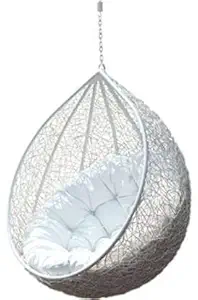 Arctic Wolf Blue Moon Swing Chair Without Stand,Cushion (White Colour) & Hook-Outdoor/Indoor/Balcony/Garden/Patio (Standard, White) Rattan Wicker/ Outdoor Swing Chair/ Ceiling Swing Chair