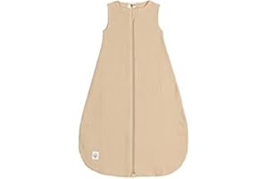 LÄSSIG Baby Sommerschlafsack ohne Ärmel Muslin Baumwolle GOTS zertifiziert unisex/Muslin Sleeping Bag nature, Größe 50/56 0-2 Monate