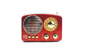 Noizzy Box Retro XS Vintage Retro Classic Portable Bluetooth Speaker with LED Light and Display, FM Radio, Support Micro TF SD Card, USB Input, AUX Line-in (Wine Red)