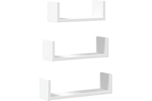 vidaXL Estante de Pared 3 Unidades Madera de ingeniería Blanco, Estante Flotante, Estante Flotante de Pared, Estante de exhibición de Pared