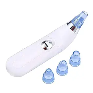 BLOOMIFY 4 in 1 Multi-Function Blackhead Whitehead Extractor Remover Device - Acne Pimple Pore Cleaner Vacuum Suction Tool for Men and Women (White)