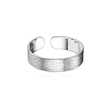 💕 💕 💕 Anillo para mujeres, boca abierta, 5mm banda ancha, superficie ahilada como cepillado, acabado púlido, diseño simple, joyería moderna, accesorio decorativo de dedos, ajustable para todos los tamaños, todo nacido para ti la bella.