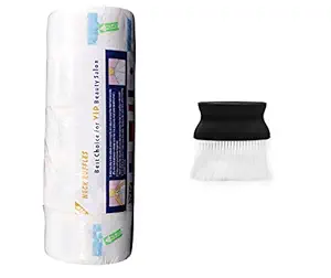 Verite Professional Combo of Barber Neck Duster Brush for Hair Cutting and Hygiene Disposable Neck Ruffle Roll Paper Strip Tissue for Salon/Parlors/Barbers
