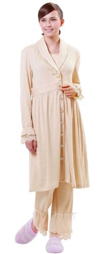 Organic Cotton Maternity and Nursing Pajamas Set Beige UK size 12-14