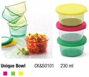 Varmora 3pc Piece UNIQUE BOWL Tupperware Set With Lids 230ml each (NEW) Dishwasher Safe: BPA Free: 100% Food Grade FREE UK POSTAGE (Yellow)