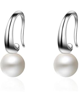 Ohr Hoop Damen mädchen 925er Sterling Sliber Retro Süße Persönlichkeit langen Perle Ohrringe