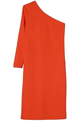 FIND Robe Mi-longue Femme avec Manches Asymétriques, Rose (Blood Orange), Large