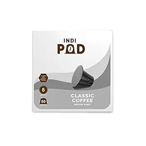IndiPod Coffee Capsules, Classic Coffee Capsules Nespresso Compatible, Medium Roast, Intensity 5 of 10 (Includes 50 Coffee Pods) (Medium)