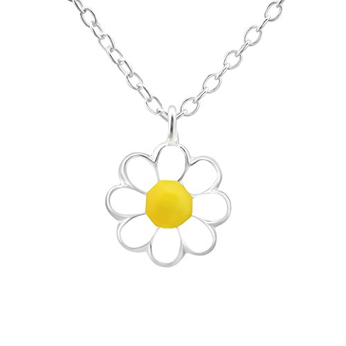 Laimons Kids Kinder-Anhänger mit Kette Gänseblume Gelb, Weiß Sterling Silber 925