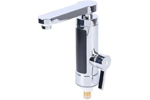 BURUIYOTEN Elektrische Ununterbrochene Wasser Heizung Led Wasserhahn KüChe Warme Heizun Sofort Digitalanzeige Durchlauferhitzer Armatur Digital Bad Warm Armatu Mit Mischbatterie 360° Drehbarer (Silber)