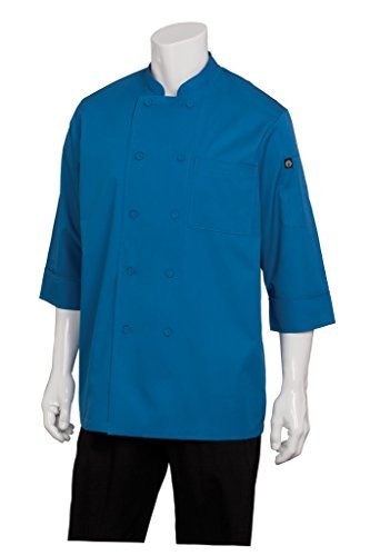 Colour by Chef Works 3/4 Sleeve Chef Coat Blue Blue unisex chef jacket with 3/4 sleeves. Size L by Colour by Chef Works