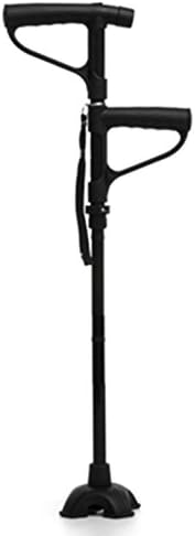 Folding Walking Stick with Built In Torch - Double Handle with Adjustable Height - Handy Travel Cane with LED Light. Walking Sticks for Men and Women
