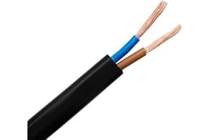 Mr.Gadget's Solutions Electrical Wire / 2 Core Black PVC Mains Electrical Cable Copper Wire High Temperature Resistance 2 Core 0.75 mm² Power Twin - 5 Metre Cut Length Flexible Pond Cable