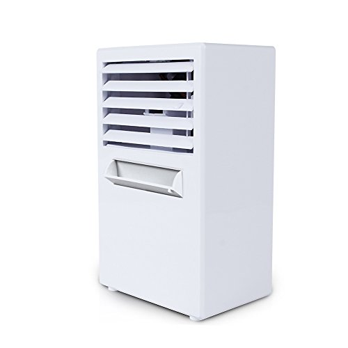 SANDM Mini Refroidisseur D'air, Climatiseur Mobile Humidification Ventilateur climatiseur Ventilateur de Bureau Ventilateur Silencieux étudiant Dortoir-Blanc