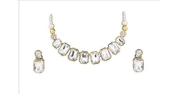 Buy White Stone Choker Necklace Set 