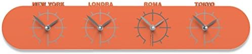 CalleaDesign Singapore Wall Clock with Time Zones orange