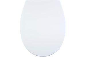 AQUALONA® Premium Thermoplastic Toilet Seat Soft Close Hardwearing Seat with One Button Hinge Release Oval Shaped Easy to Clean Simple Installation Top and Bottom Fittings (White - Oval Shaped)