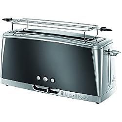 Russell Hobbs Grille-Pain, Toaster Spécial Baguette Luna, Technologie Cuisson Rapide, Chauffe Viennoiserie Inclus - Gris 23251-56