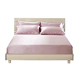 LILYSILK Drap-Housse en Soie Naturelle Drap de Lit Anti-acariens Surmatelas Anti-Plis Silencieux et Respirant Large Bonnet 30cm pour Matelas Épais 19 Momme 180x200x30cm Rose Pastel