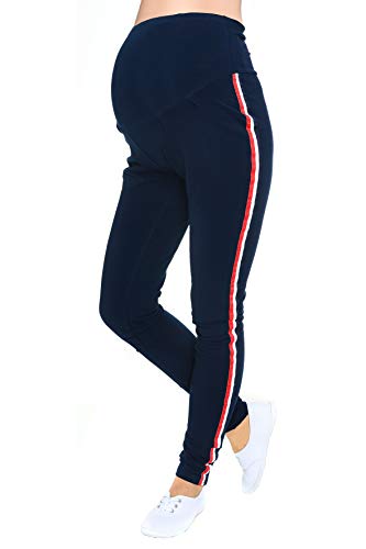 MijaCulture Casual Schwangerschaftshose Umstandshose mit Streifen Tommy 9090 (XL / EU42, Dunkelblau)