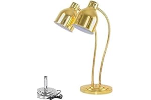 HUIHJ Gold Heat Lamp Food Warmer - Double Head, Single/Double Bulbs, Buffet Carving Station Heating Preservation Light
