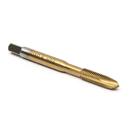 Fortag 5 tlg Gewindebohrer Set HSS Gewindeschneider-Satz Rechte Hand Handgewindebohrer Satz Schälanschnitt Titan-beschichtet M3-M8 - 7