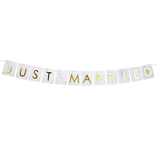 Neviti Schrift – Just Married Auto Wimpelkette, Marmor
