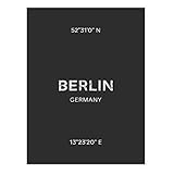 PHOTOLINI Design-Poster 'Berlin' 30x40 cm schwarz-Weiss Karte Typografie Modern