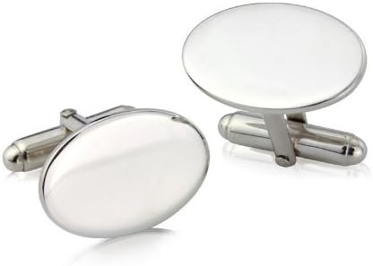 Plain Hallmarked Engraved Sterling Silver Oval Cufflinks. FREE ENGRAVING