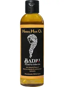 BADRI Herbal Anti Dandruff Hair Oil | Non Sticky Oil | for Reducing Dandruff and Increasing Hair Growth Naturally with Bhringraj, Aloe Vera and Hibiscus