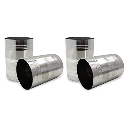 Khandekar Pack de 4 vasos de pinta de acero inoxidable de grado premium, irrompibles, apilables, de metal cepillado, vasos de cerveza, para viajes, al aire libre,