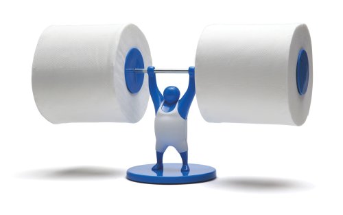 Doiy oilettenpapierhalter Mr T - blue / blau - Gewichtheber für 2 Rollen Klopapier Reserve im Bad für Toilette und WC