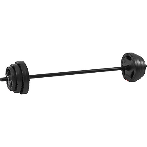 Gorilla Sports Aerobic Langhantelset Kunststoff Hantelset Gripper 20 kg mit Eingriffen inkl. 1x Aerobic Langahantelstange 120cm, 2x5kg 2×2,5kg 2×1,25kg Hantelscheiben 2 Federverschlüsse - 6