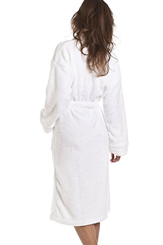 Camille Luxury Supersoft White Shawl Bathrobe Dressing Gown 14/16