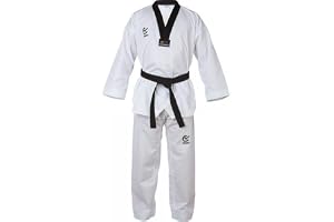 Wacoku World Taekwondo WT-godkänd Taekwondo svart bä V-hals kostym - (räfflad)